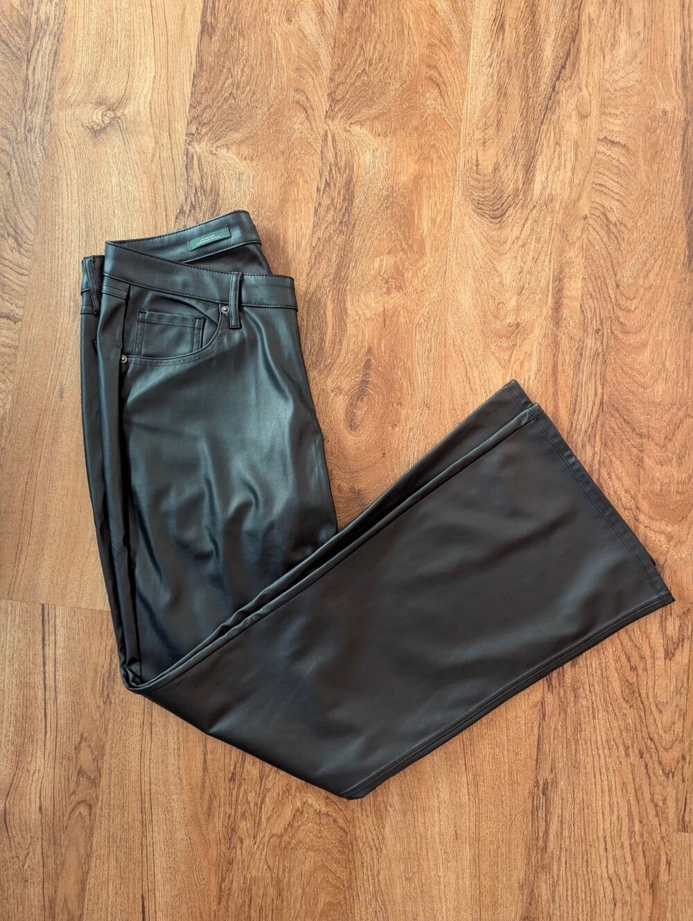 Wild Fable Faux Leather Low‑Rise Flare Pants Black Size 8